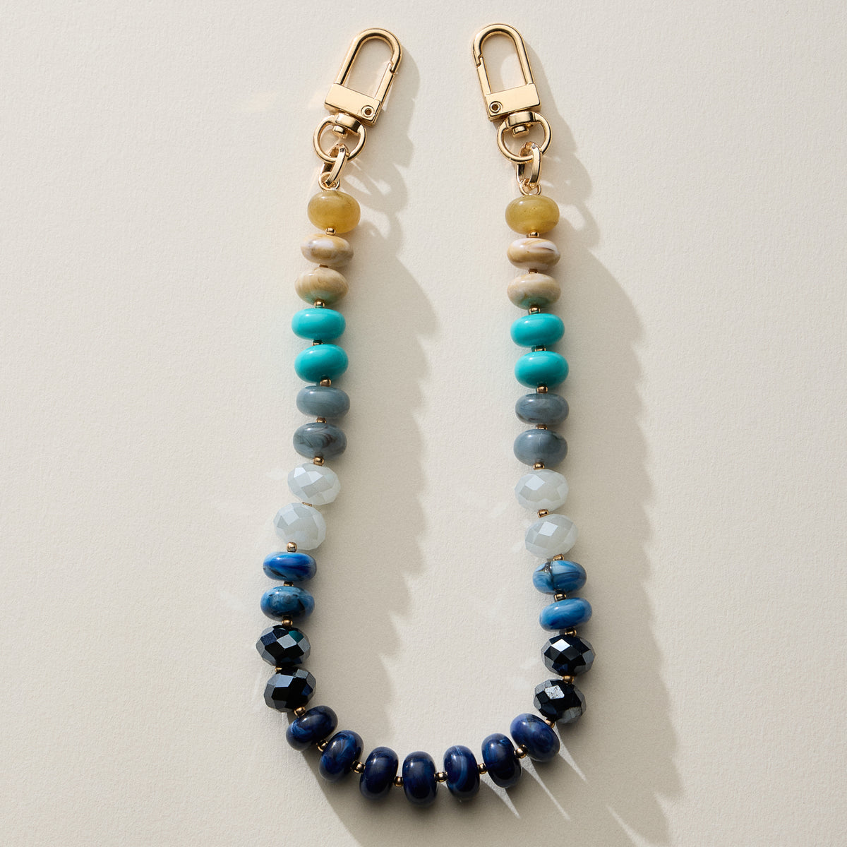 Mixed Bead Bag Keychain with Gold Clasps