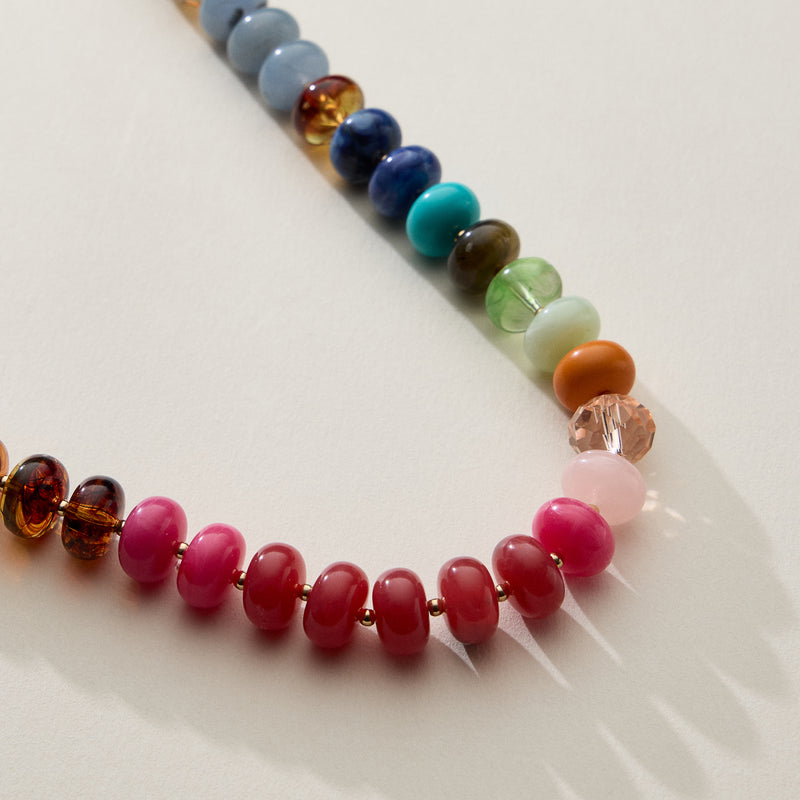 Mixed Bead Short Necklace with Adjustable Length