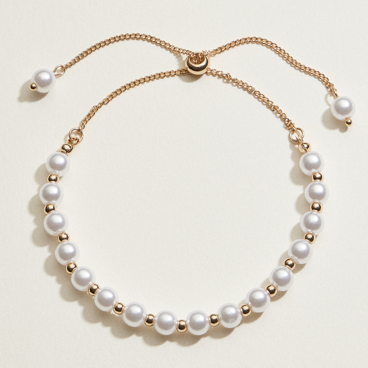 Pearl Station Pull Tie Bracelet | Faux Pearl Jewelry