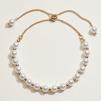 Pearl Station Pull Tie Bracelet | Faux Pearl Jewelry