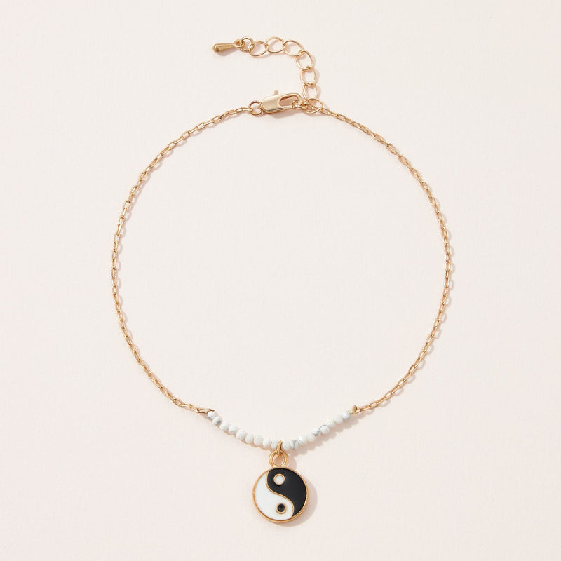 Yin Yang Semi Precious Stones Anklet