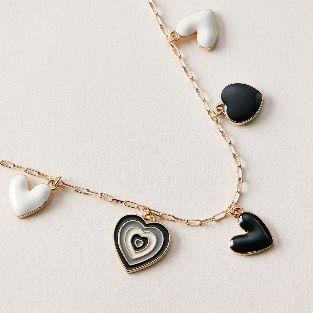 Black Heart Charm Anklet | Retro Layered Heart Chain