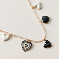 Black Heart Charm Anklet | Retro Layered Heart Chain
