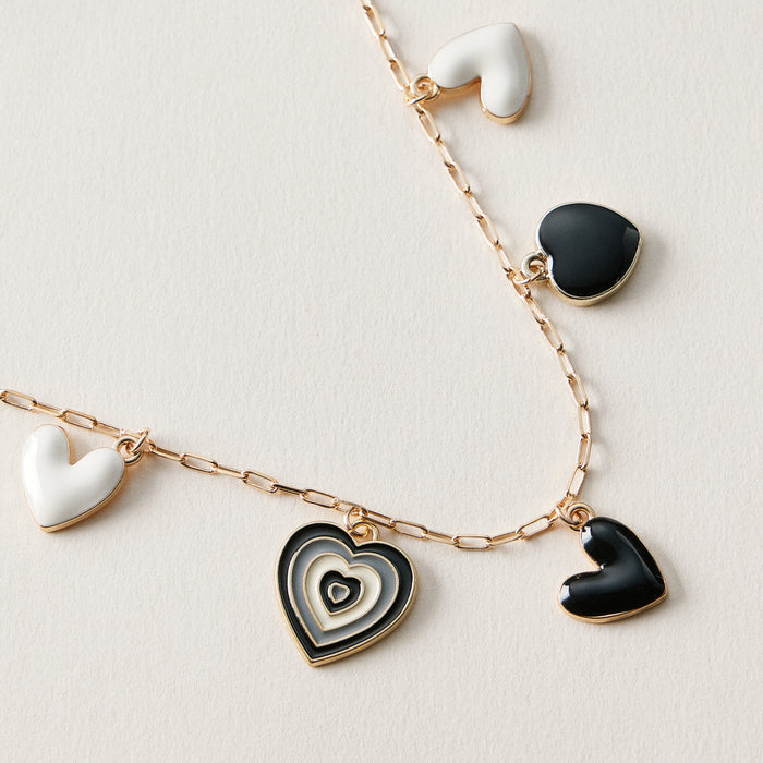 Black Heart Charm Anklet | Retro Layered Heart Chain