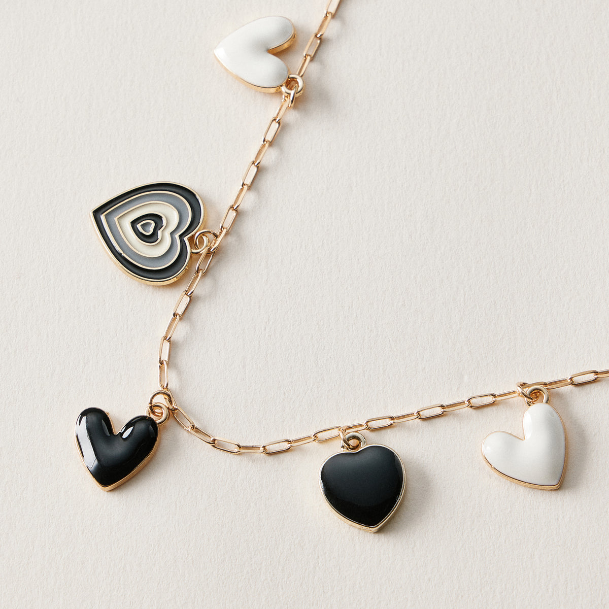 Black Heart Charm Anklet | Retro Layered Heart Chain