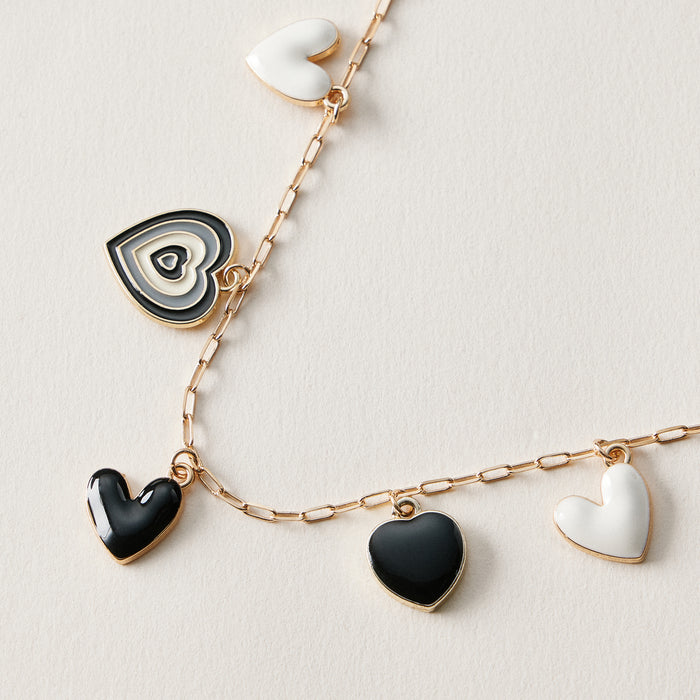 Black Heart Charm Anklet | Retro Layered Heart Chain