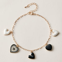 Black Heart Charm Anklet | Retro Layered Heart Chain