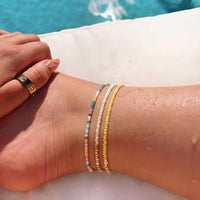Seed Bead Minimalist Anklet | Gold Accent Beach Jewelry