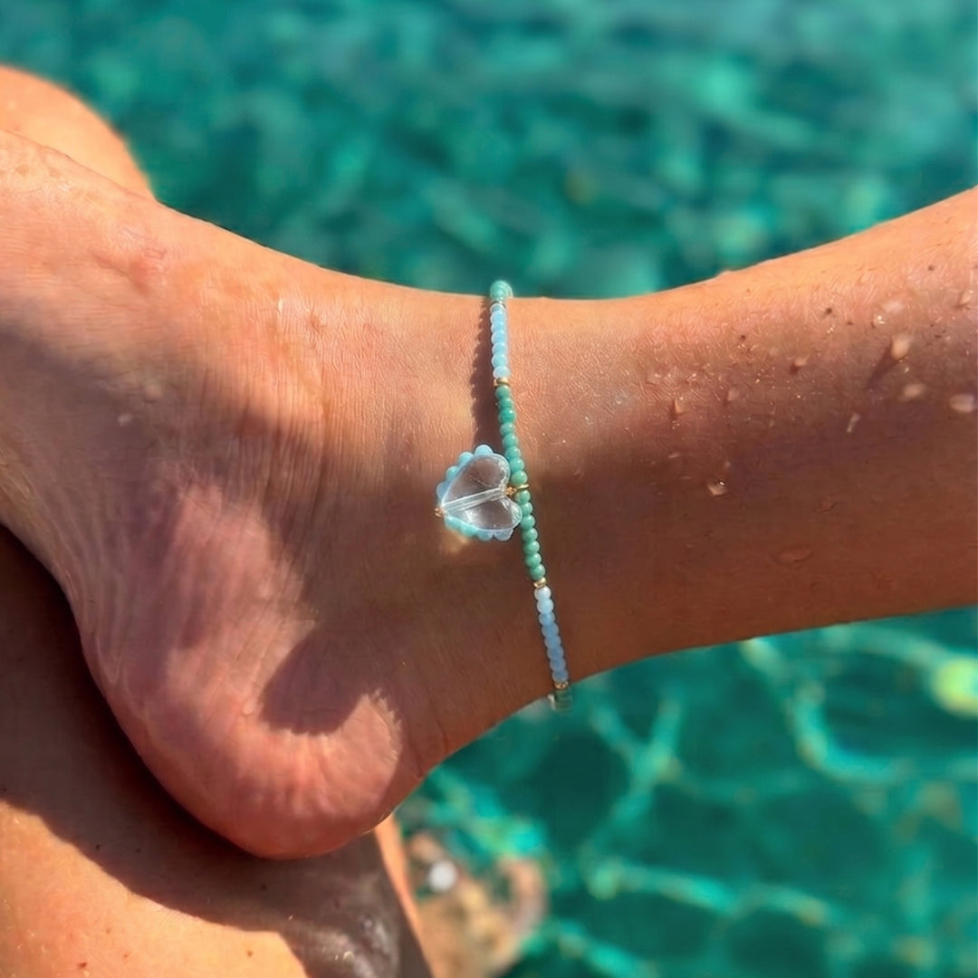 Heart Glass Beaded Anklet