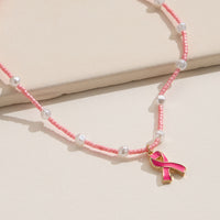 Pink Ribbon Glass Bead Anklet