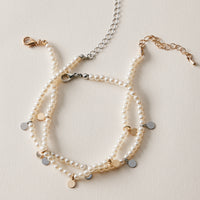 Pearl Disc Charm Anklet | Dainty Beaded Jewelry