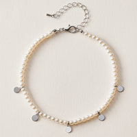Pearl Disc Charm Anklet | Dainty Beaded Jewelry