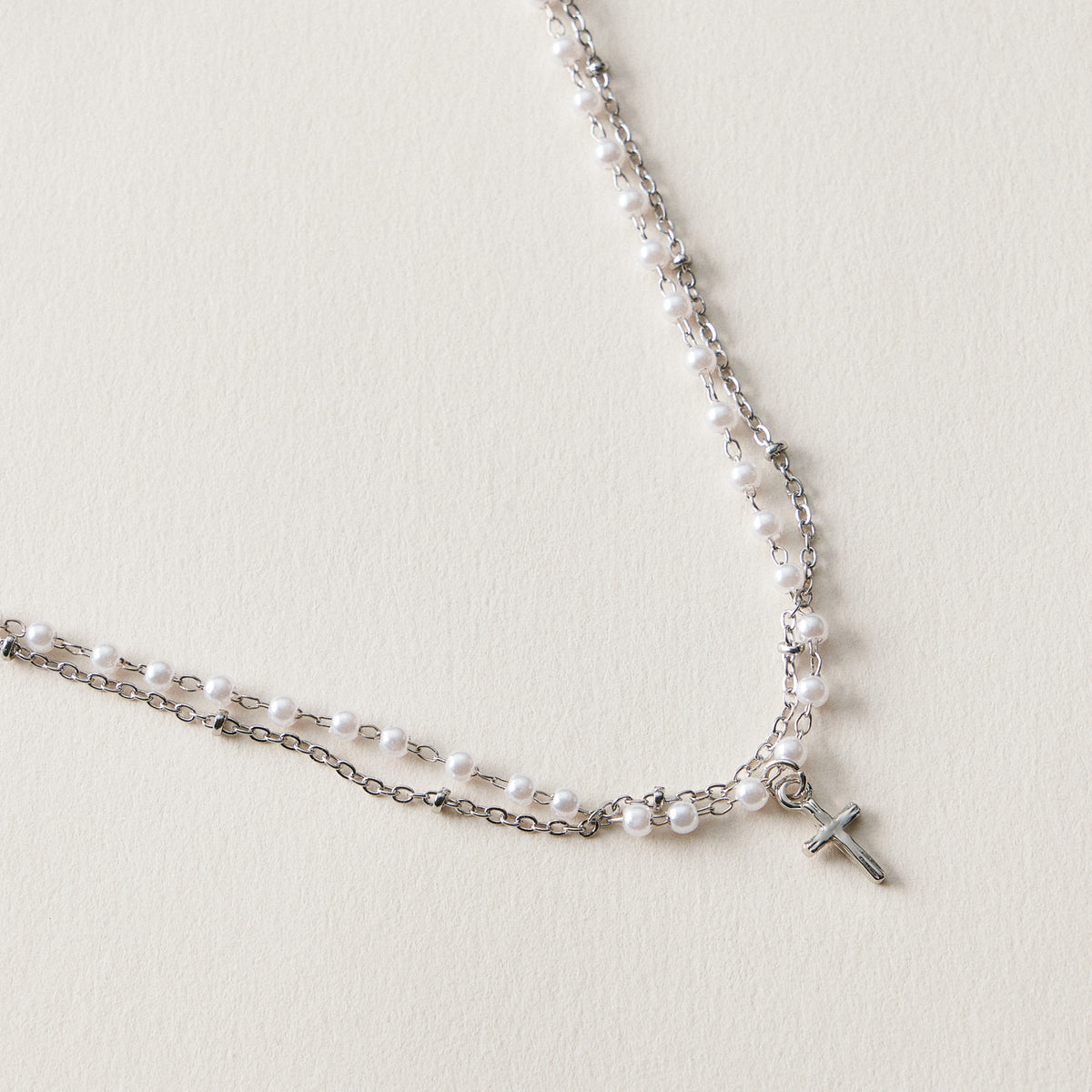 Pearl Cross Layered Anklet | Dainty Beaded Jewelry