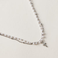 Pearl Cross Layered Anklet | Dainty Beaded Jewelry