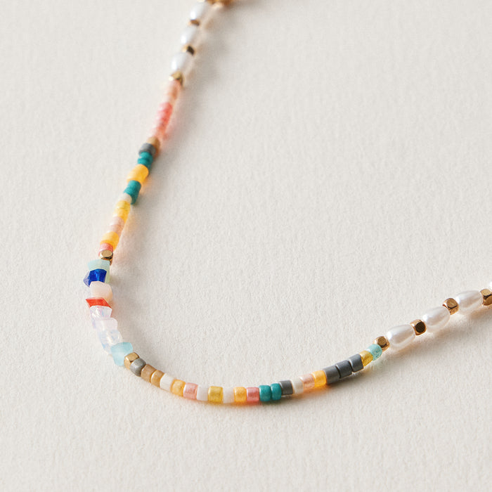 Colorful Beaded Pearl Anklet | Boho Summer Jewelry