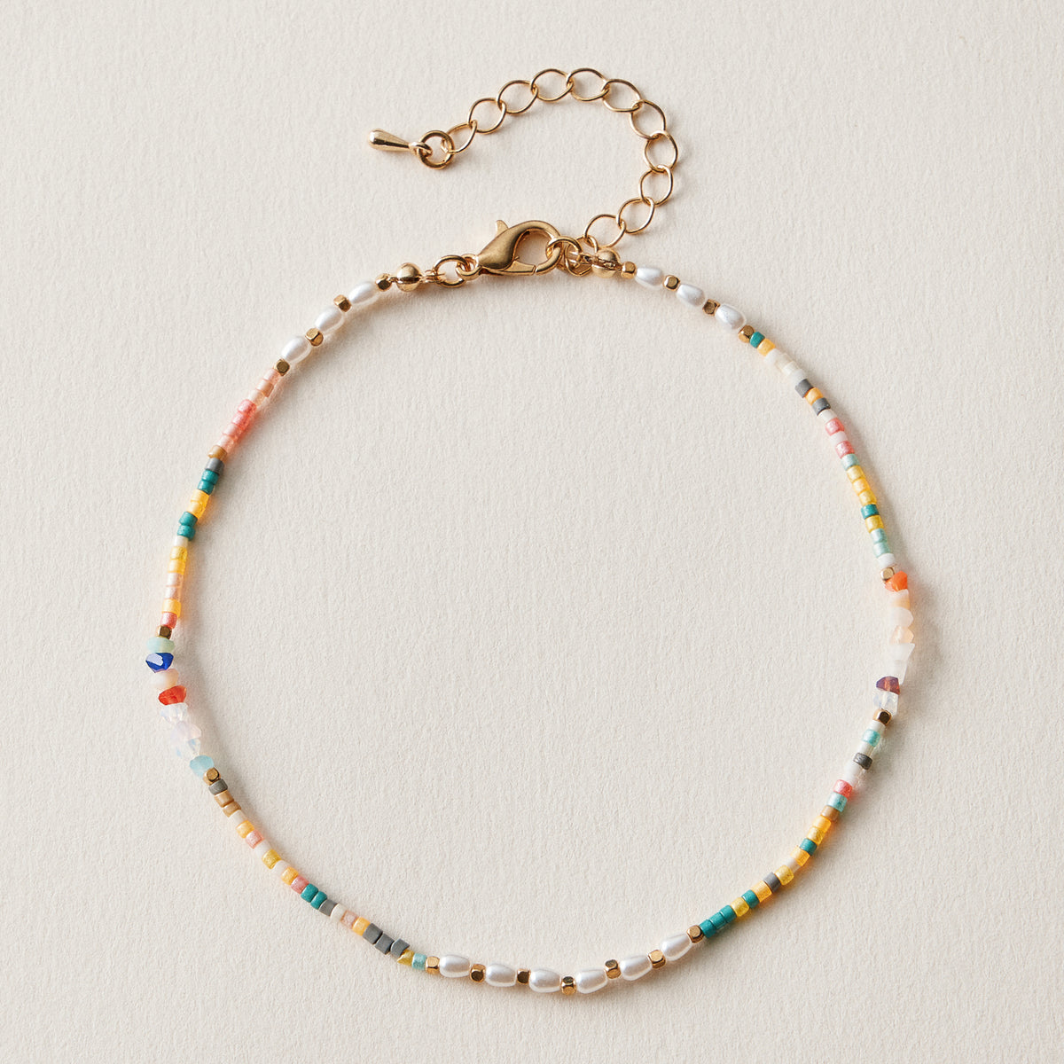 Colorful Beaded Pearl Anklet | Boho Summer Jewelry