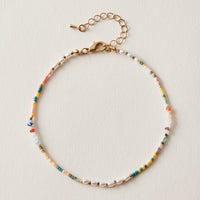 Colorful Beaded Pearl Anklet | Boho Summer Jewelry