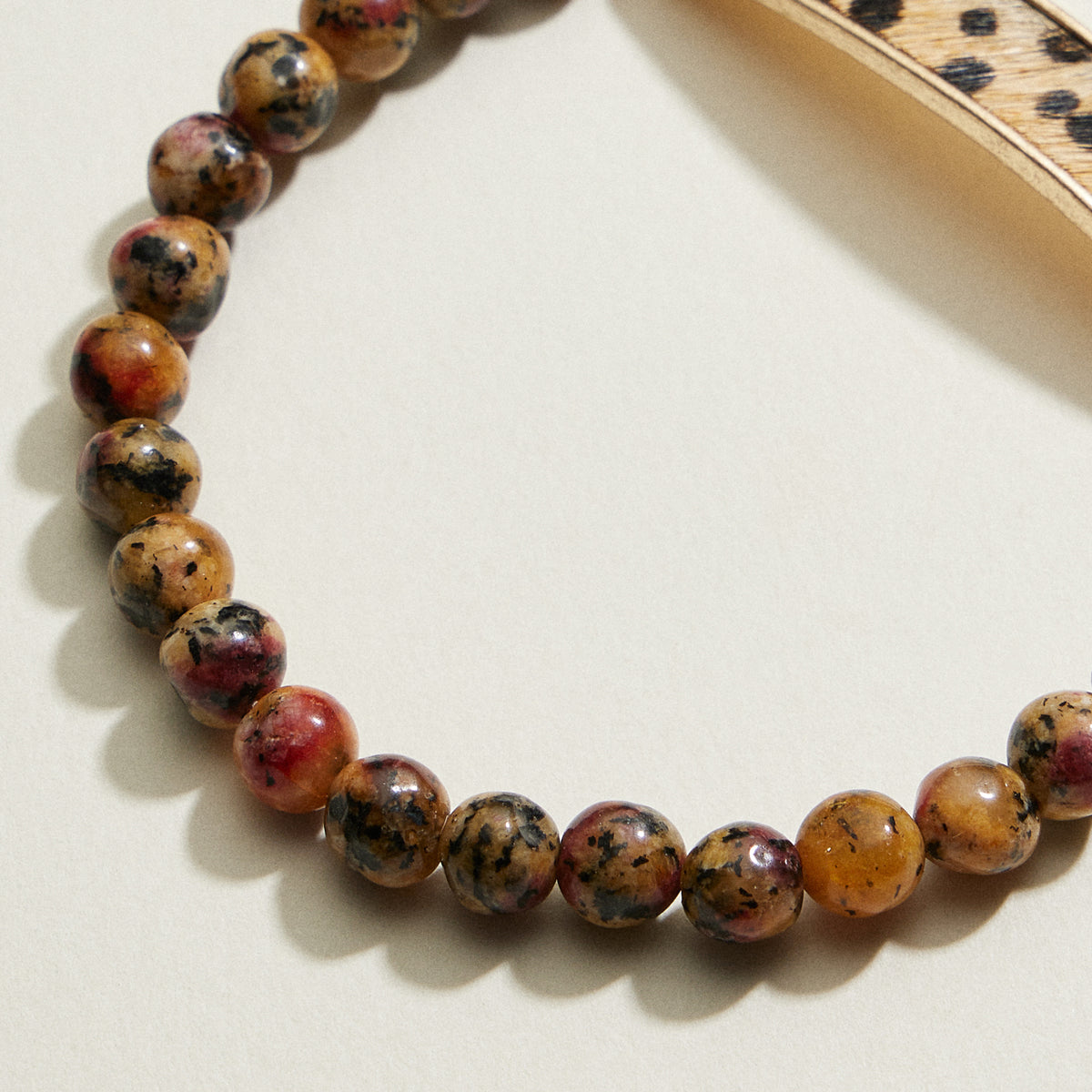 Stone Beaded Leopard Bar Stretch Bracelet | Beaded Jewelry