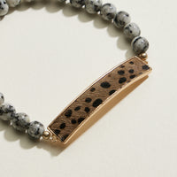 Stone Beaded Leopard Bar Stretch Bracelet | Beaded Jewelry