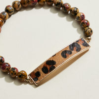 Stone Beaded Leopard Bar Stretch Bracelet | Beaded Jewelry