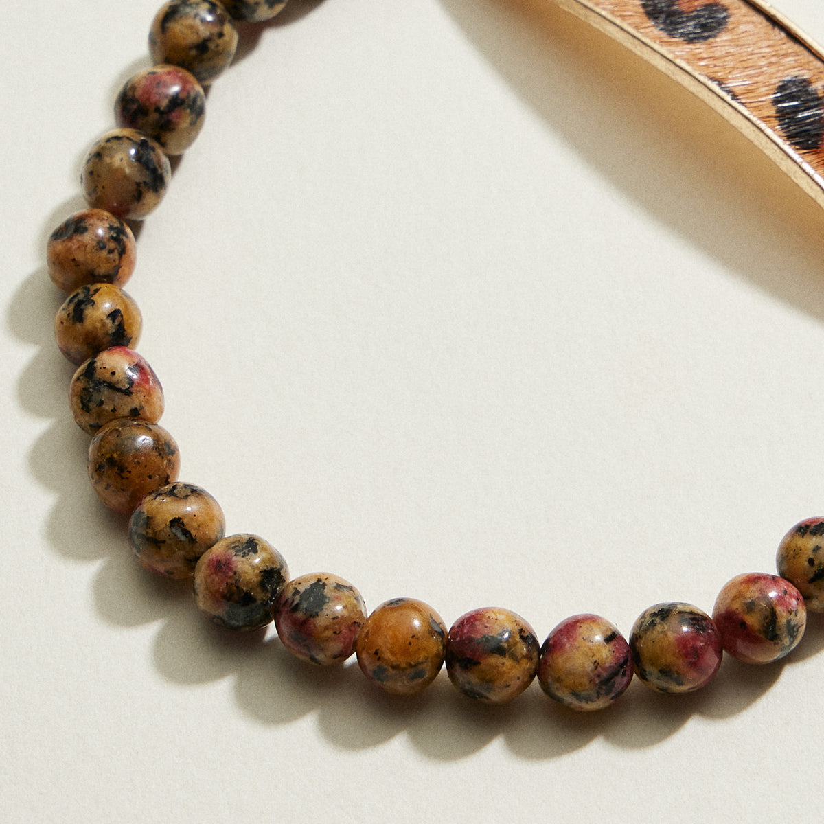 Stone Beaded Leopard Bar Stretch Bracelet | Beaded Jewelry