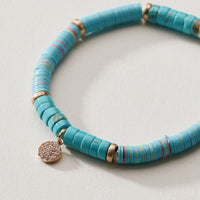 Heishi Bead Stretch Bracelet — Charm Accent