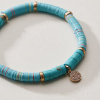 Heishi Bead Stretch Bracelet — Charm Accent