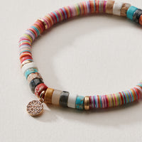 Heishi Bead Stretch Bracelet — Charm Accent