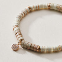 Heishi Bead Stretch Bracelet — Charm Accent