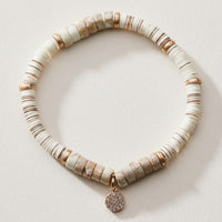 Heishi Bead Stretch Bracelet — Charm Accent