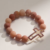 Faux Stone Cross Bead Bracelet