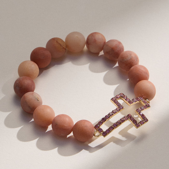 Faux Stone Cross Bead Bracelet
