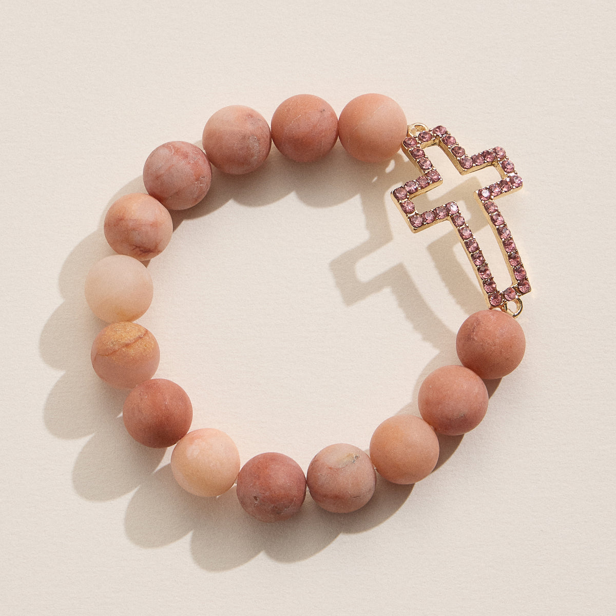 Faux Stone Cross Bead Bracelet