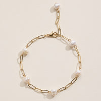 Faux Pearl Chain Bracelet Gold or Silver