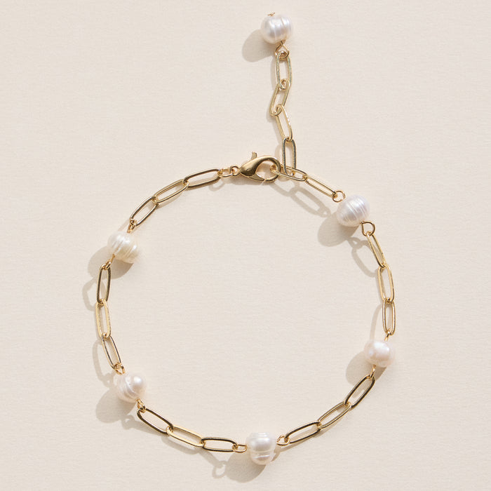 Faux Pearl Chain Bracelet Gold or Silver