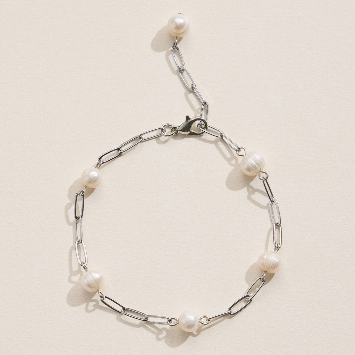 Faux Pearl Chain Bracelet Gold or Silver