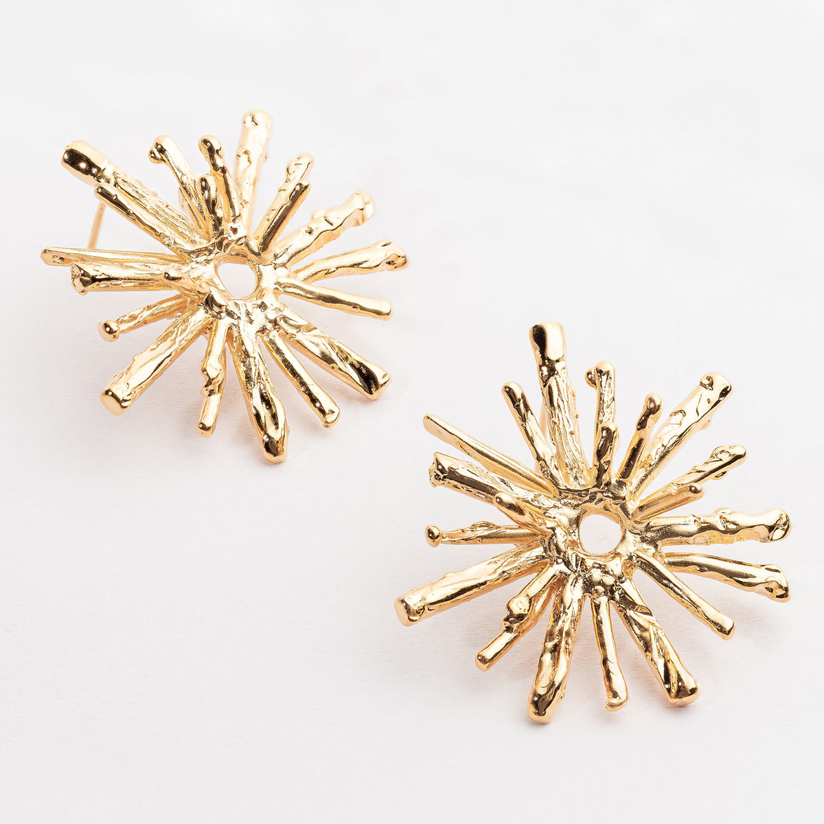 Gold Dipped Starburst Stud Earrings | Statement Jewelry