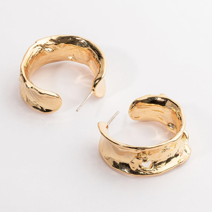 Natural Shape 18K Gold Dipped Hoop Earring