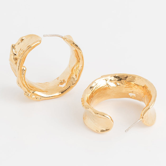 Natural Shape 18K Gold Dipped Hoop Earring