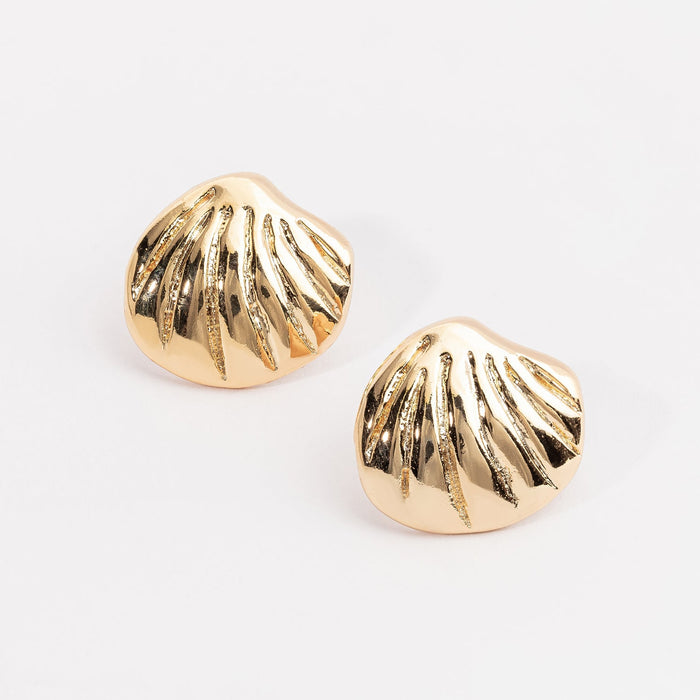 Shell 18K Gold Dipped Post Earring
