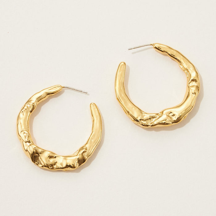 Molten Textured Gold Hoop Earrings