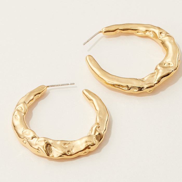 Molten Textured Gold Hoop Earrings