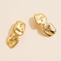 Brass Organic Double Drop Earrings
