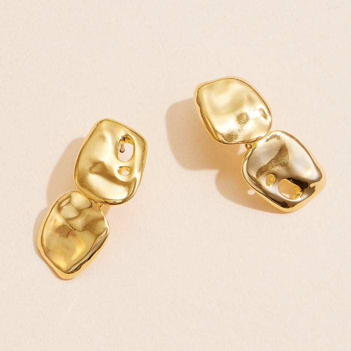 Brass Organic Double Drop Earrings