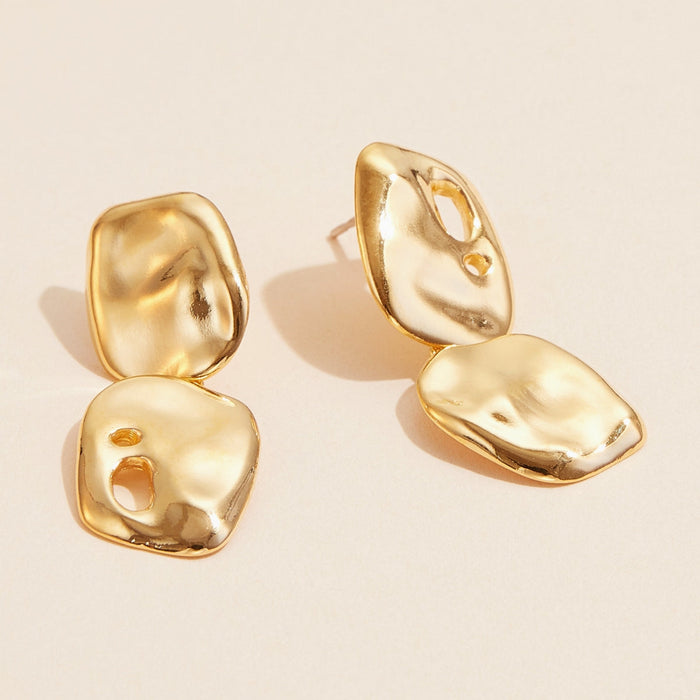 Brass Organic Double Drop Earrings