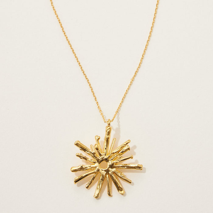 Textured Sunburst Pendant Necklace