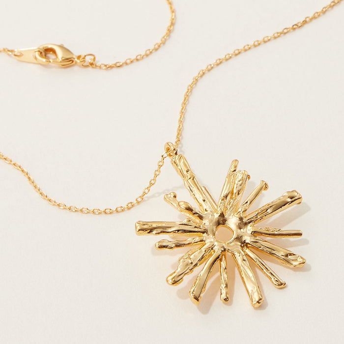 Textured Sunburst Pendant Necklace