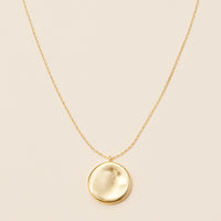 18K Gold Dipped Concave Disc Pendant Necklace