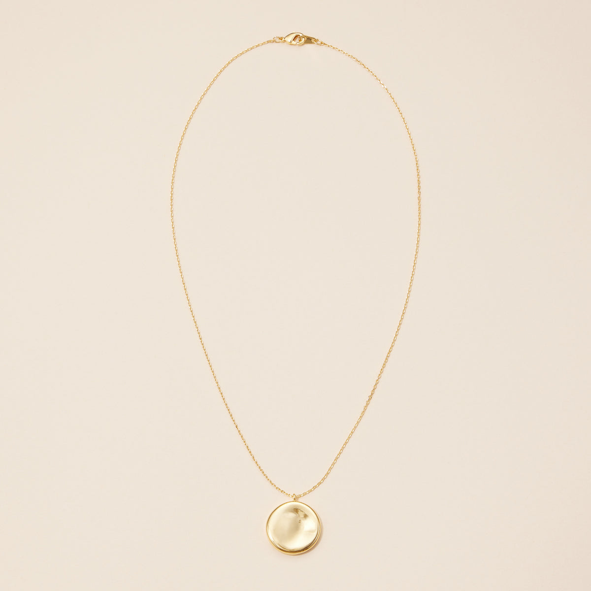 18K Gold Dipped Concave Disc Pendant Necklace