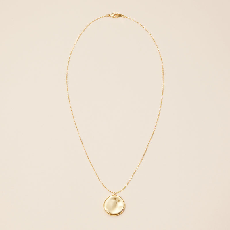 18K Gold Dipped Concave Disc Pendant Necklace